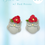 Thumbnail: Silver Owls with Red rose Stud earrings