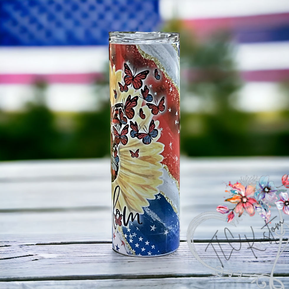 Thumbnail: 30oz Skinny - Freedom Red White and Blue Butterfly and Flag Design Tumbler