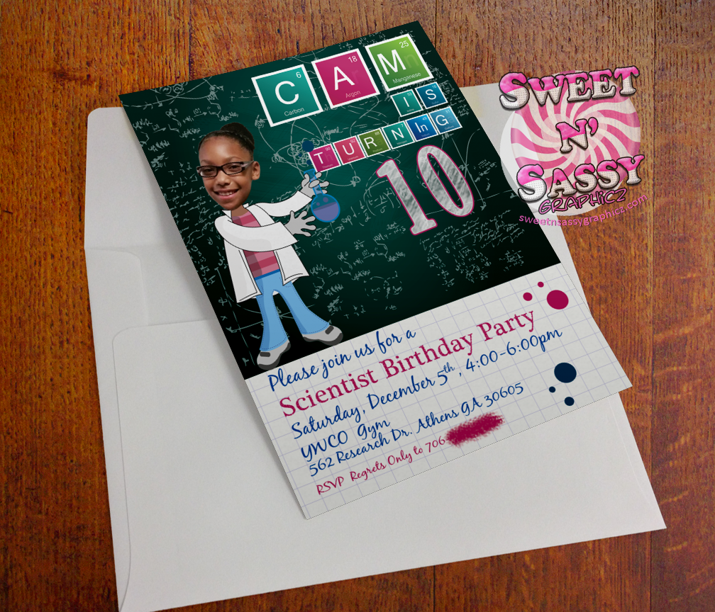 Scientist Birthday invite