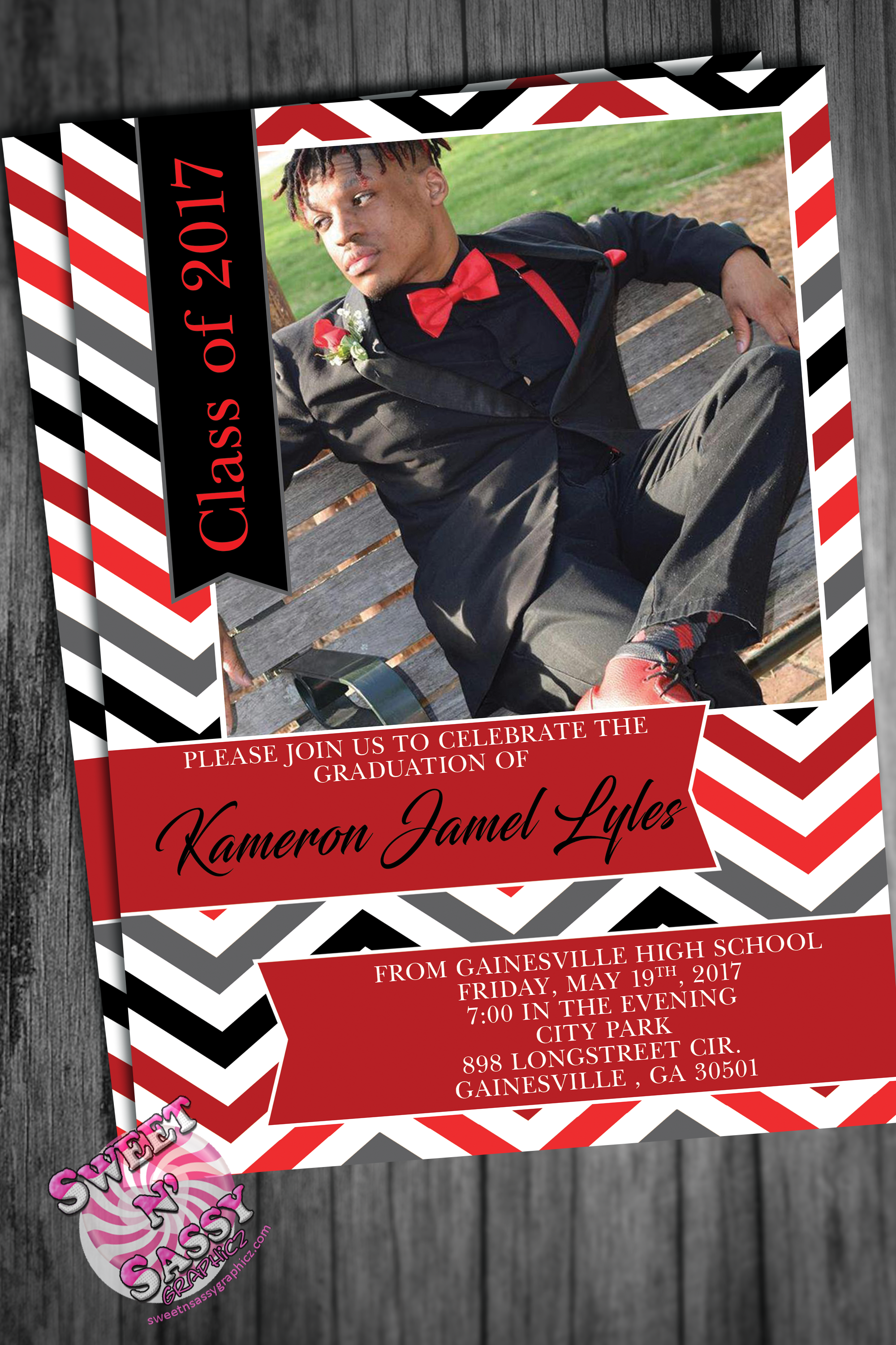 Chevron Design Grad Invitation