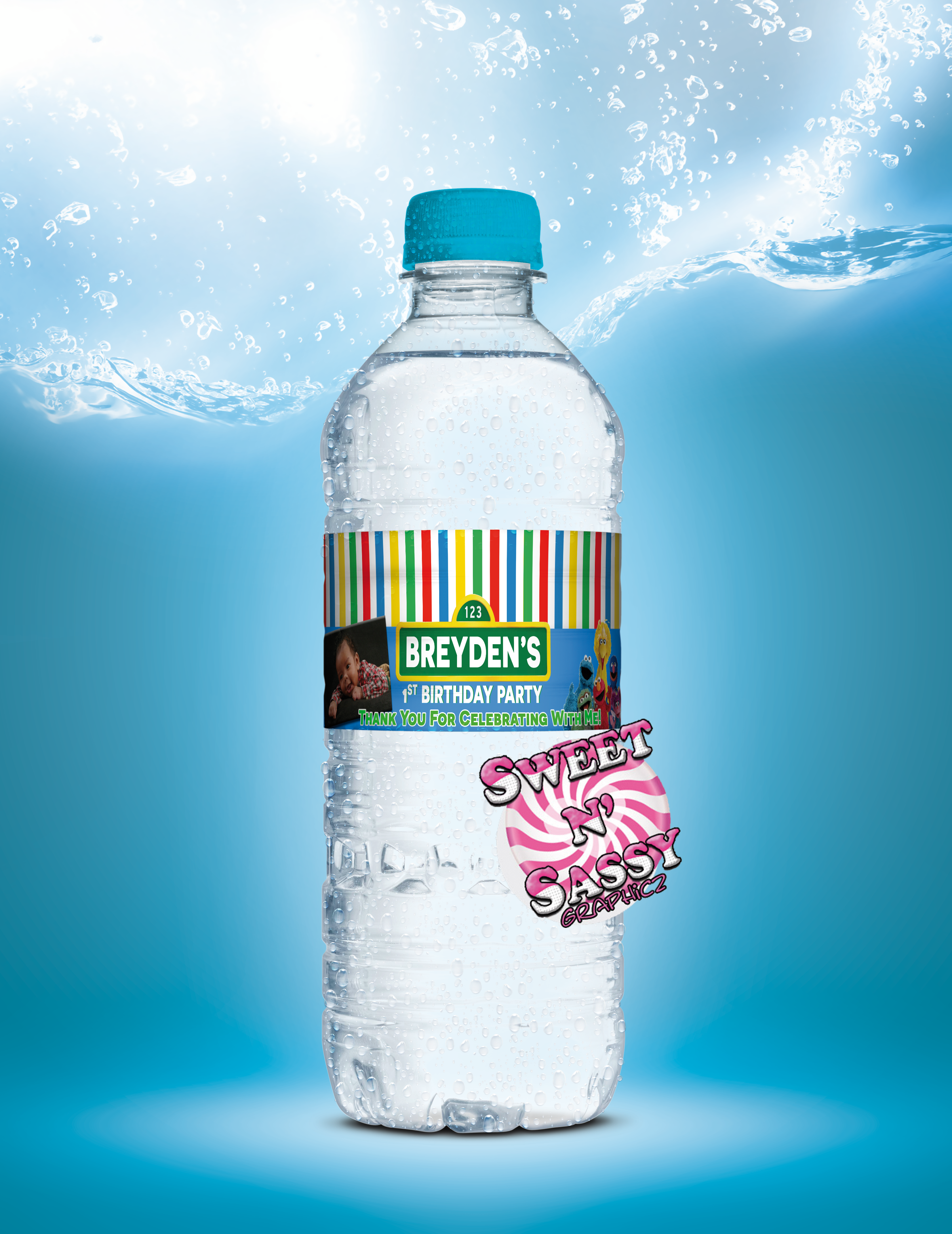 Seseme Street Water Bottle Label