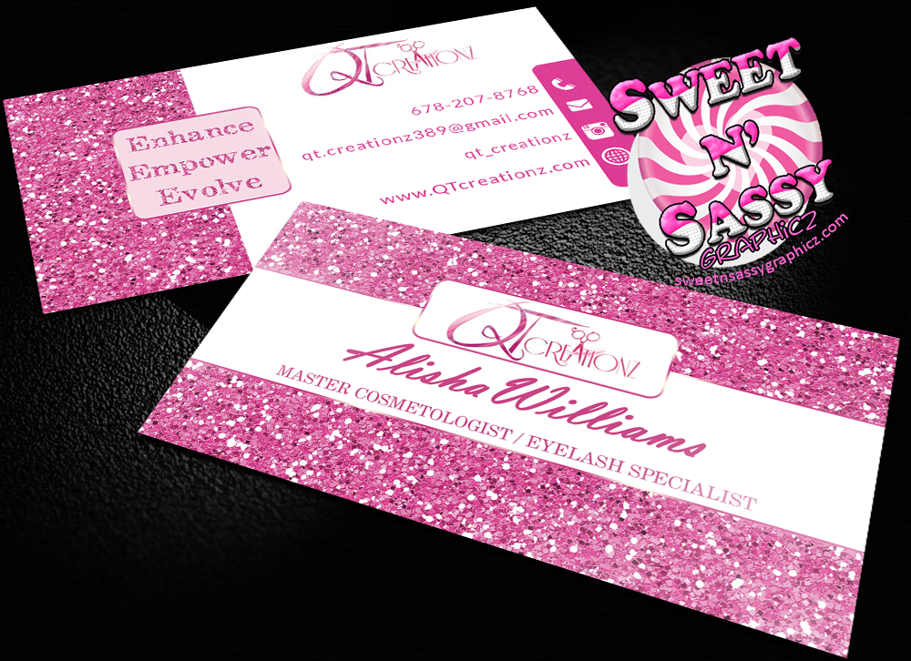 Pink Glitter Inspired Business Cards