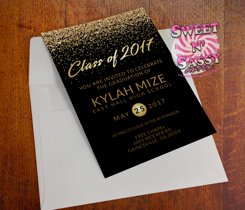 Glitter Graduation Invite