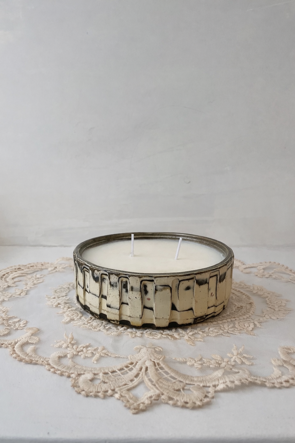 Double Wick Dulce + Groove Soy Candle in Ceramic Art Bowl | by Leigh