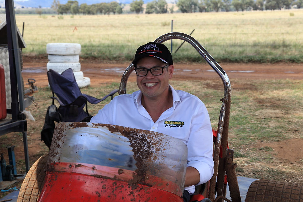 Hon. Wes Fang MLC gets behind the wheel at Illabo Motorsport Park's official opening