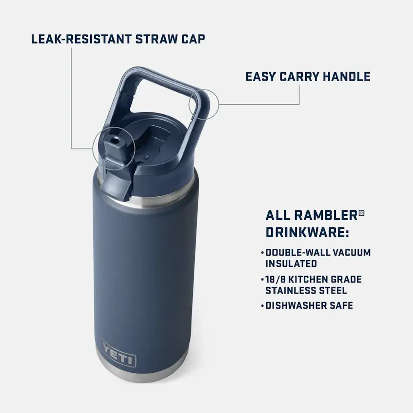 Thumbnail: YETI Rambler® 26 oz (769 ml) Bottle With Straw Cap - Navy