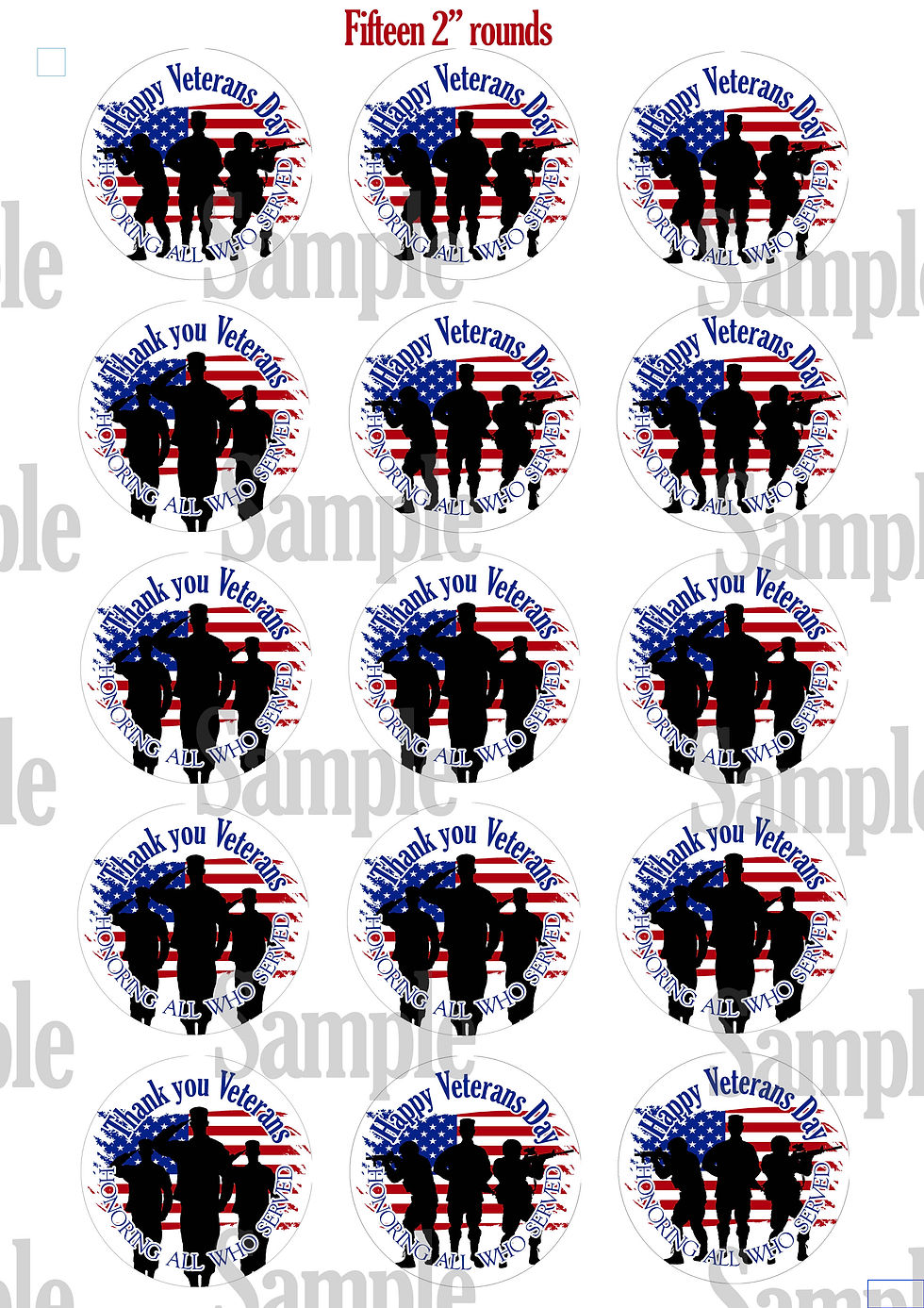 Thumbnail: Thank you Veterans Day American flag edible cake, cupcake cookie toppers.