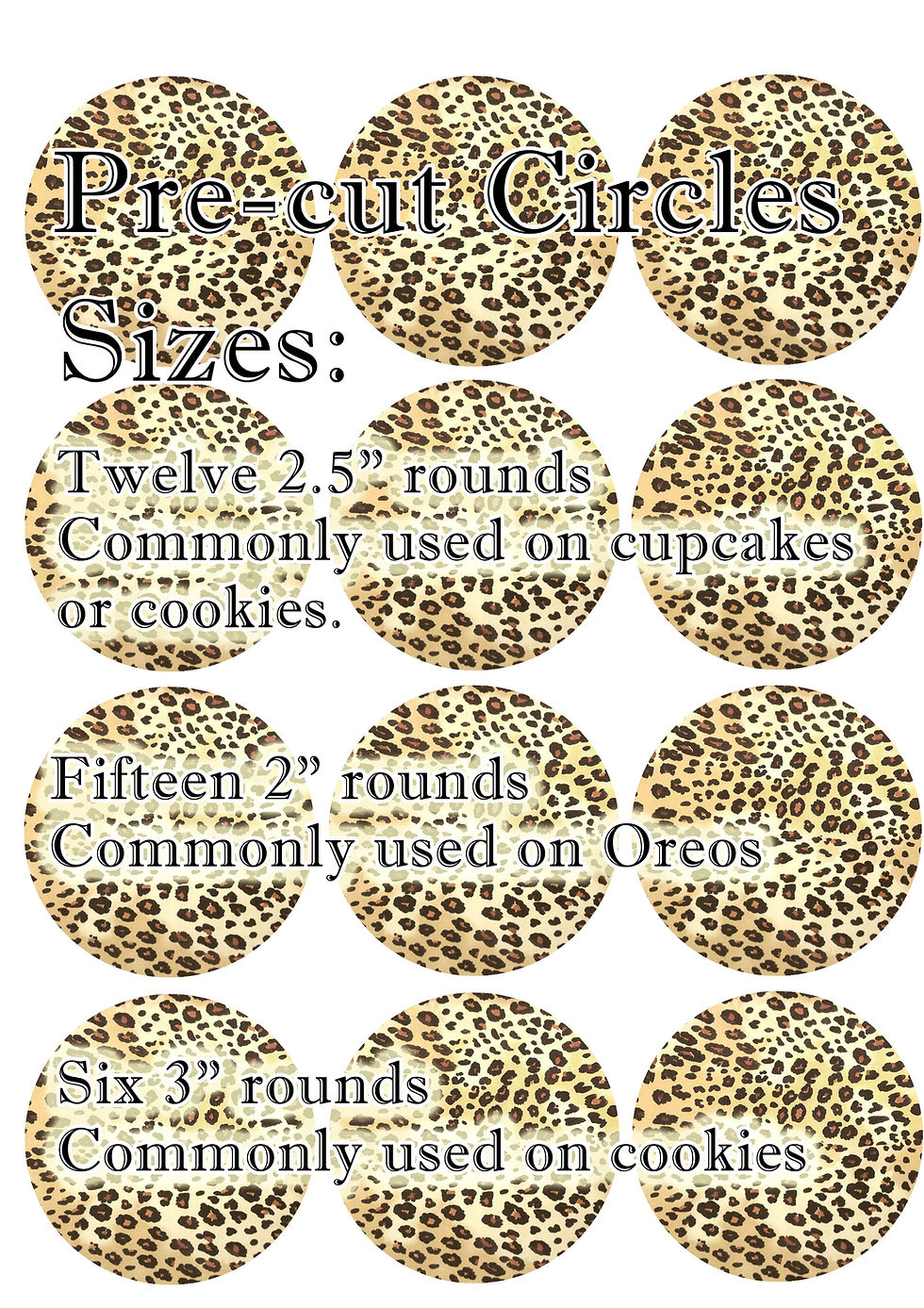 Thumbnail: Edible Leopard / cheetah pattern. Cake wraps, toppers cupcake or cookie disc