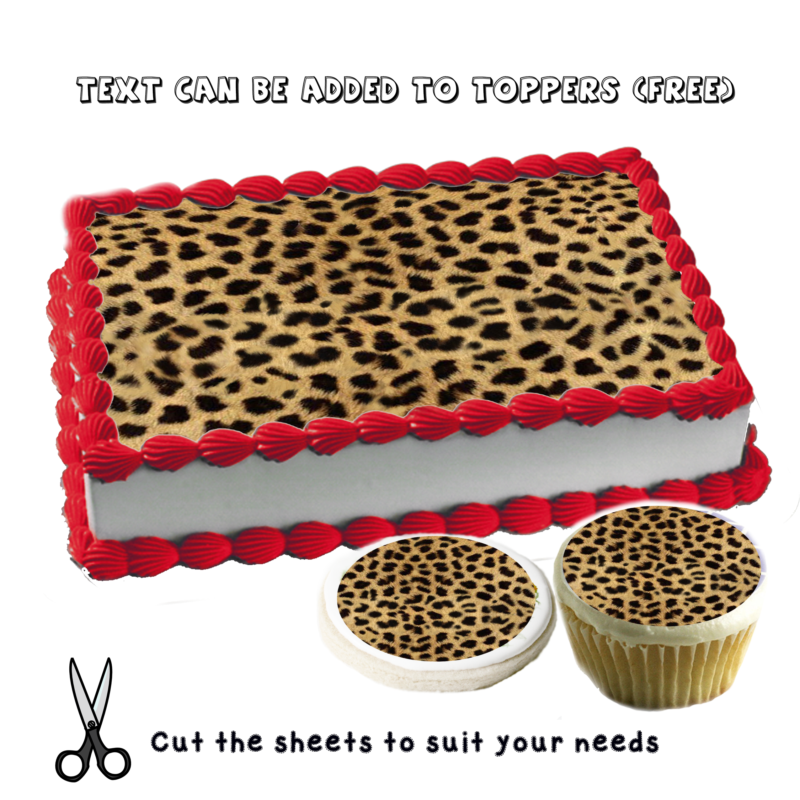Edible Cheetah pattern cake topper