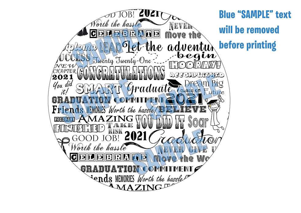 Thumbnail: Graduation words cake strips, sheets, cupcake, cookie toppe