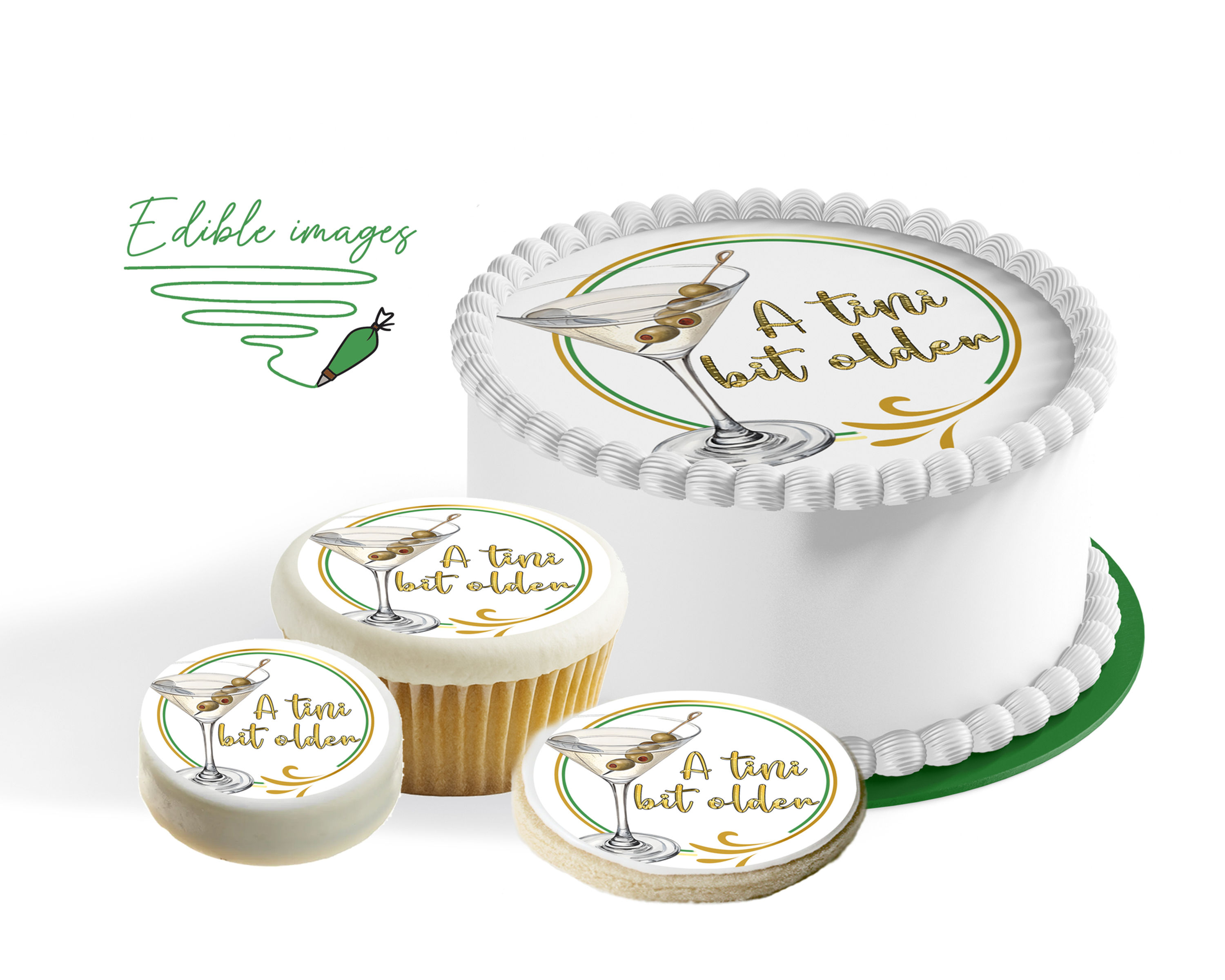 Martini Party Edible Images – A Tini Bit Older Cake, Cupcake & Cookie Toppers