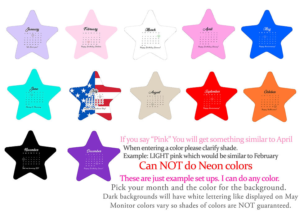 Thumbnail: 2026 Calendar STAR shaped edible cake toppers.  Wafer or Frosting paper
