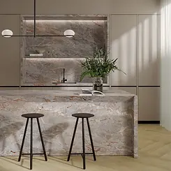 porselen mutfak tezgahı ve ada mutfak uygulaması