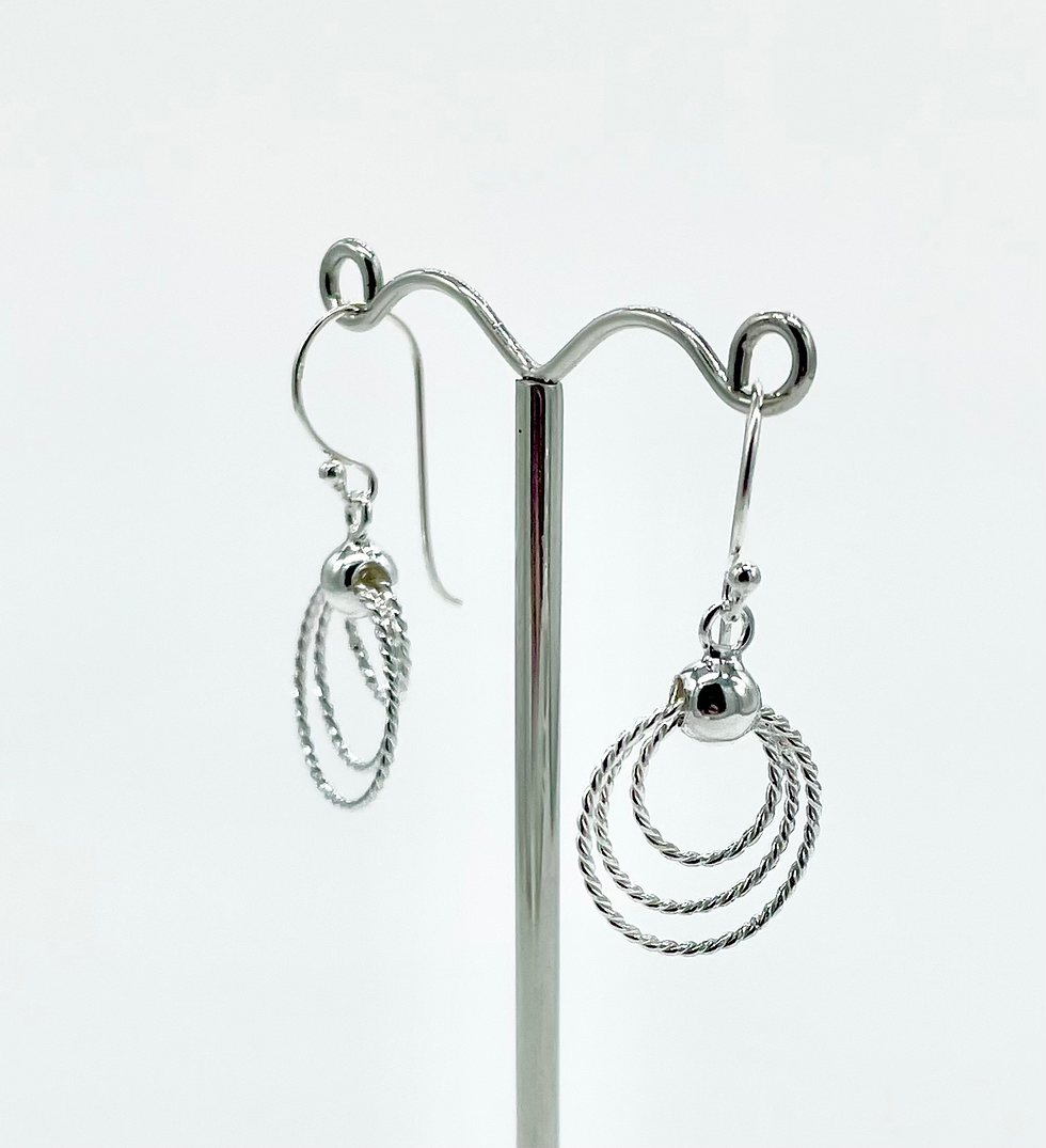 Three Ring Silver Drop Earring, 925 sterling silver, dangle