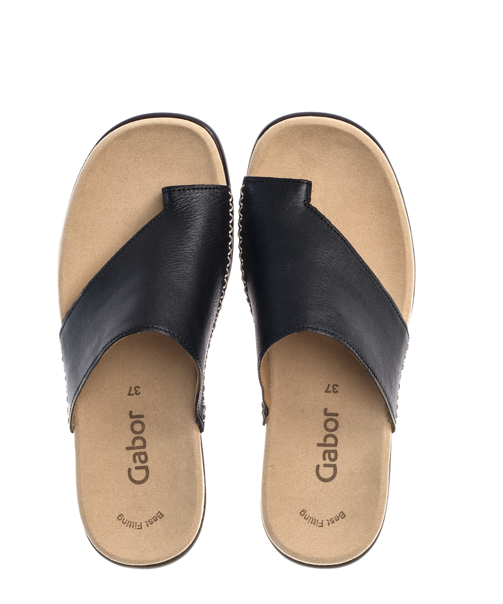 Thumbnail: Gabor X-Slide, leather, arch support, comfort, black, toe ring, 03.700.27, 0370027