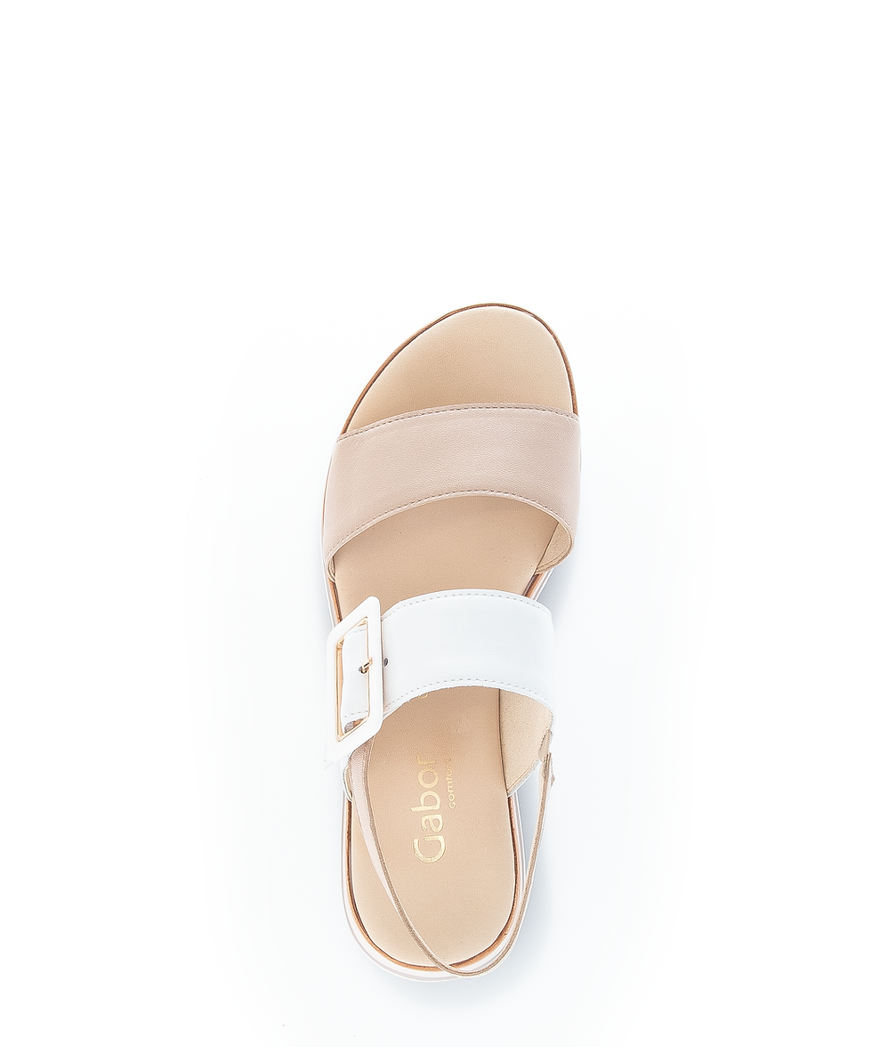 Thumbnail: Gabor Chiffon Rose Wedge, leather, velcro, comfort, soft, cushioned, pink, white