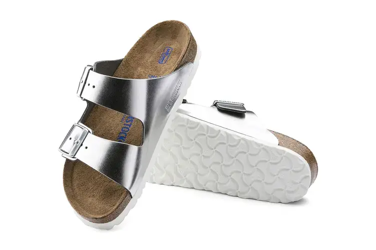 Thumbnail: Birkenstock Arizona Silver, slide, size 38, arch support, double strap, leather