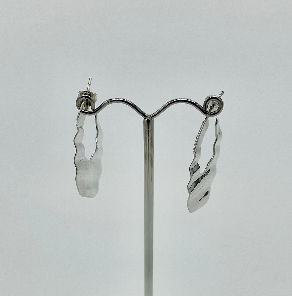 Thumbnail: Ridge Silver Hoop Earrings, 925 sterling silver, textured, elegant