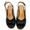 Thumbnail: Thyme and Co. Peep Toe Black Leather Slingback