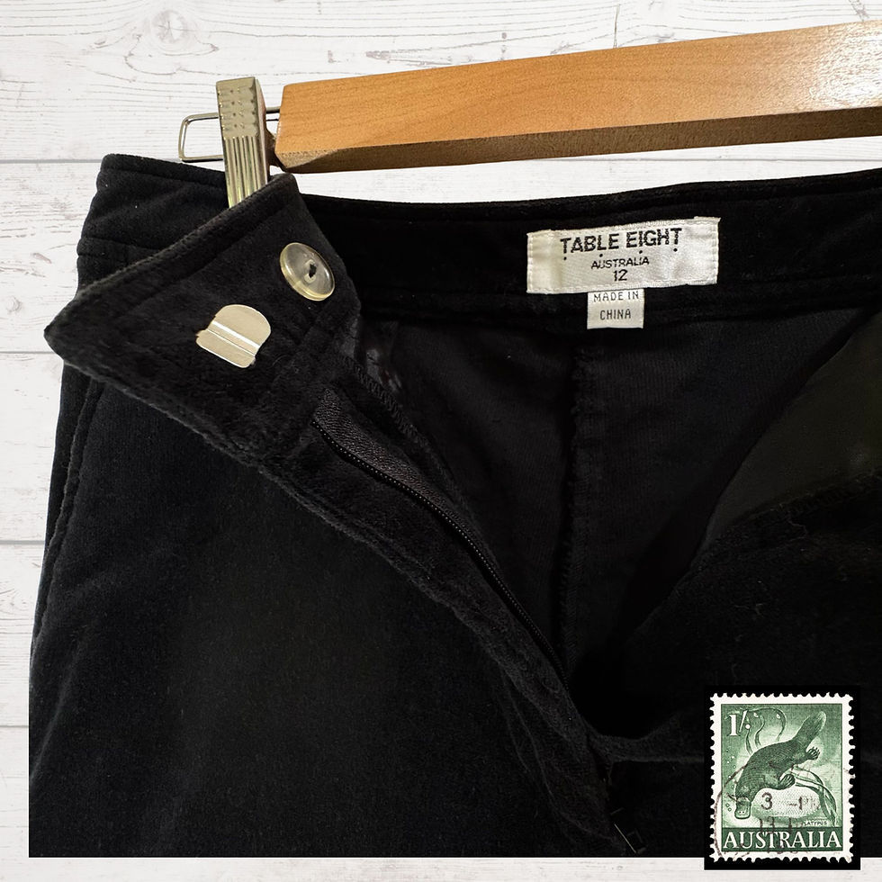 Thumbnail: Inside closure black velvet pants with zip