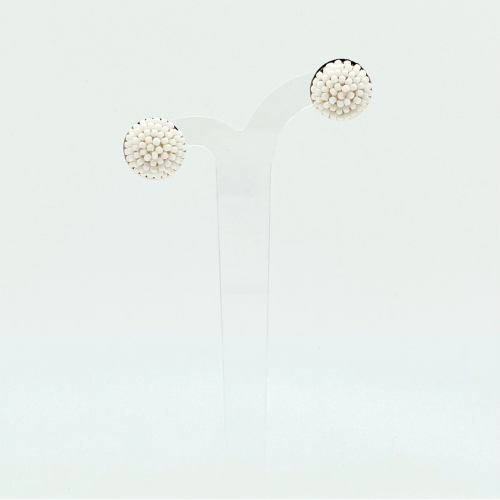 Thumbnail: Beaded Dome Post Studs, white, round
