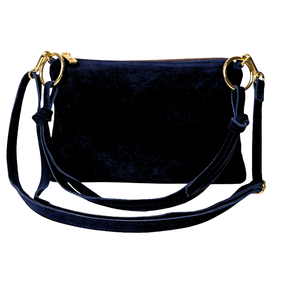 Thumbnail: Navy Suede Bag | Crossbody + Shoulder Strap. Queen of Hearts