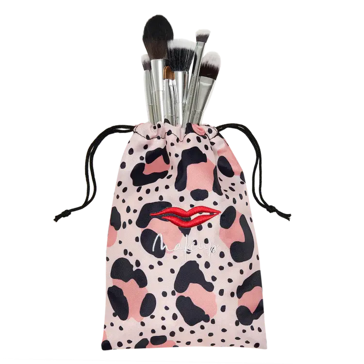 Thumbnail: Nude Pink Leopard Washable Lay Flat Makeup Bag