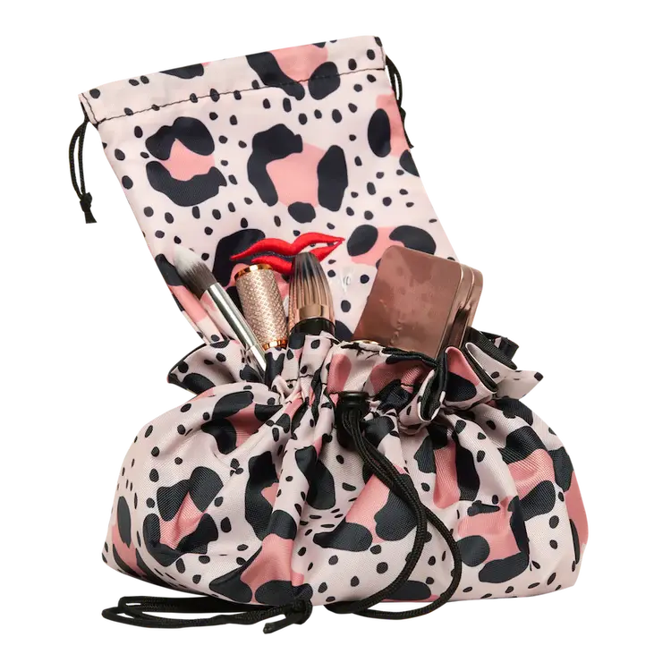 Thumbnail: Nude Pink Leopard Washable Lay Flat Makeup Bag