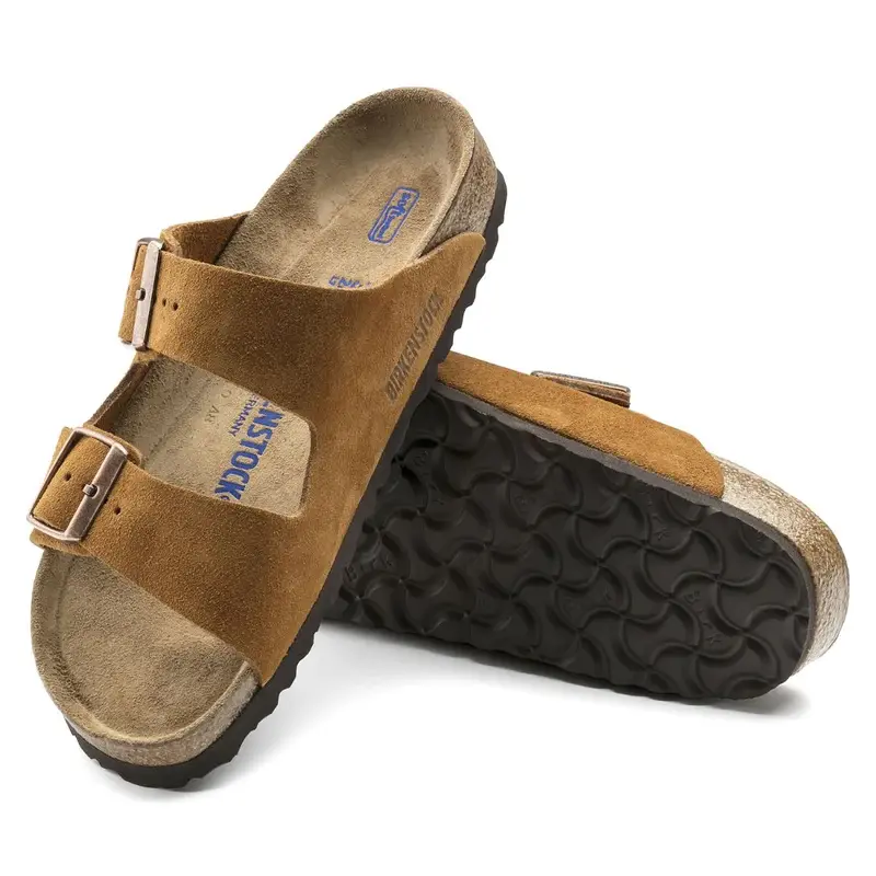 Birkenstock Arizona Suede Tan/Mink, Arch Support, Slide, SFB Soft Footbed