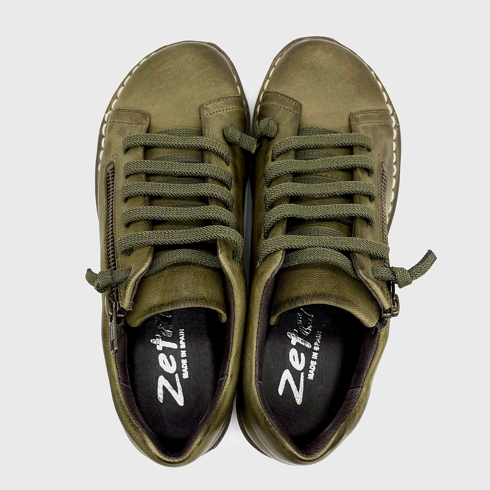 Thumbnail: ZETA Maude Incobuck Bosque Green Sneaker, zipper, comfort, leather, cushioned