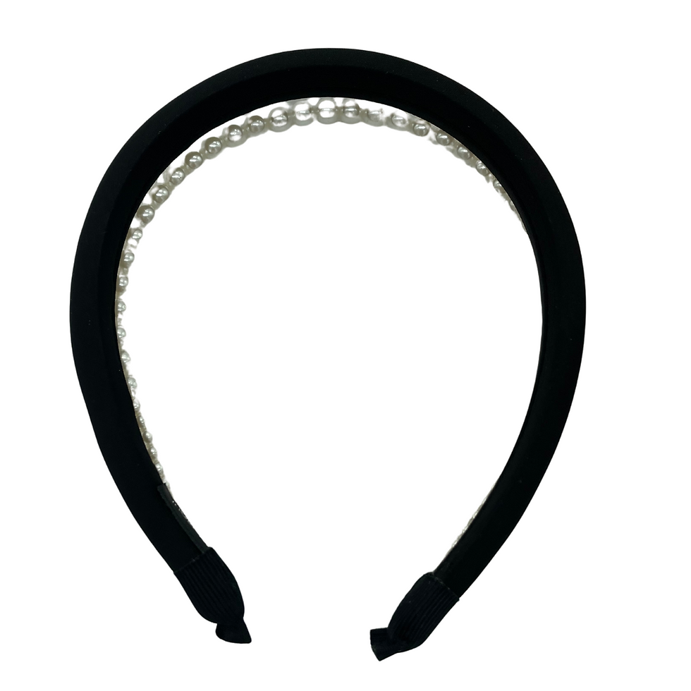 Thumbnail: headband, black, pearl, twin, cushioned, padded, Twins Pearl/Black Headband