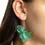 Thumbnail: Green Resin Petal Drop Earrings, flower