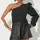 Thumbnail: cleobella violet top, black one shoulder top glamour, ruched