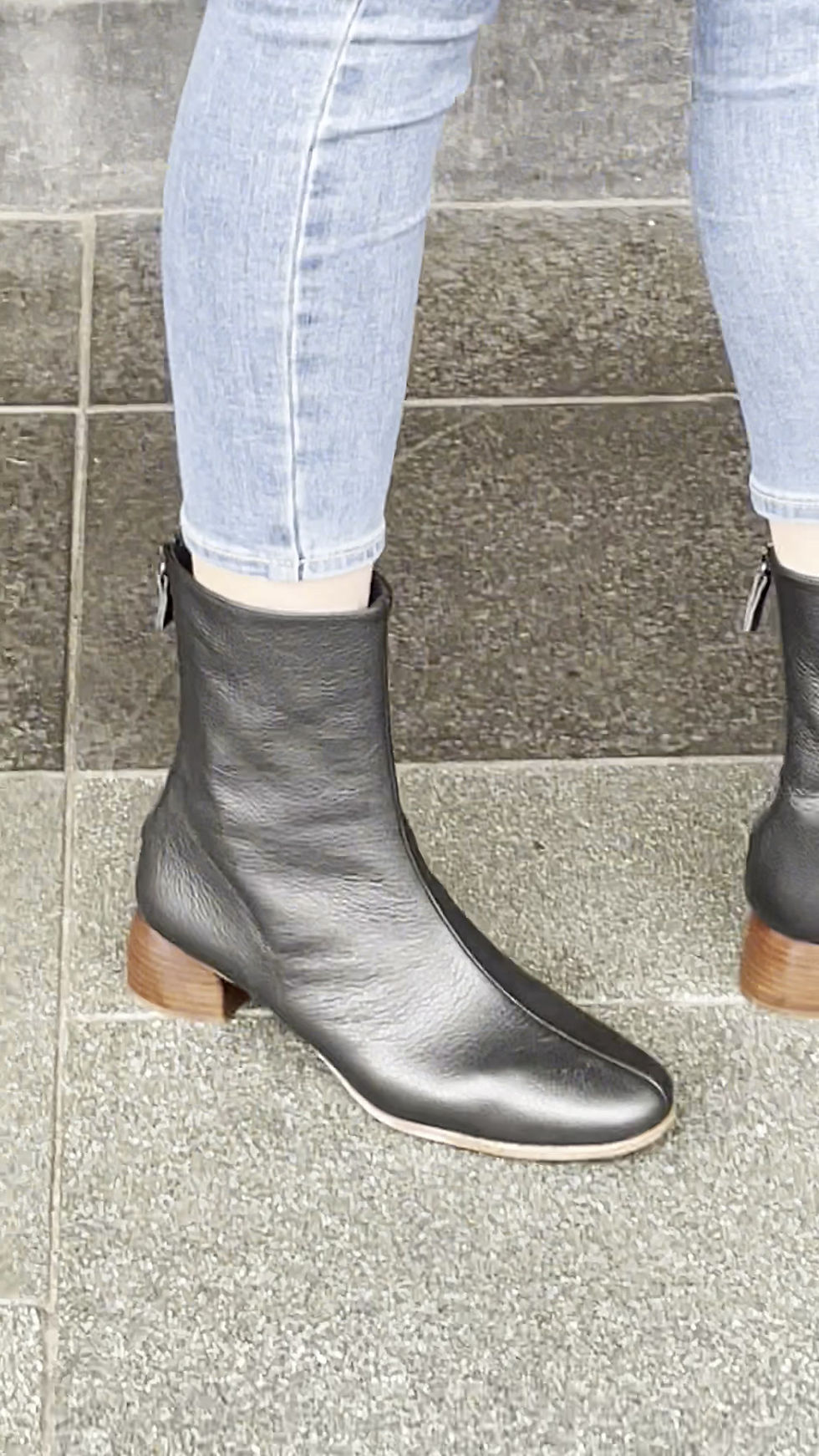 GAIMO Fantasy Black Heeled Boot, leather, tan heel