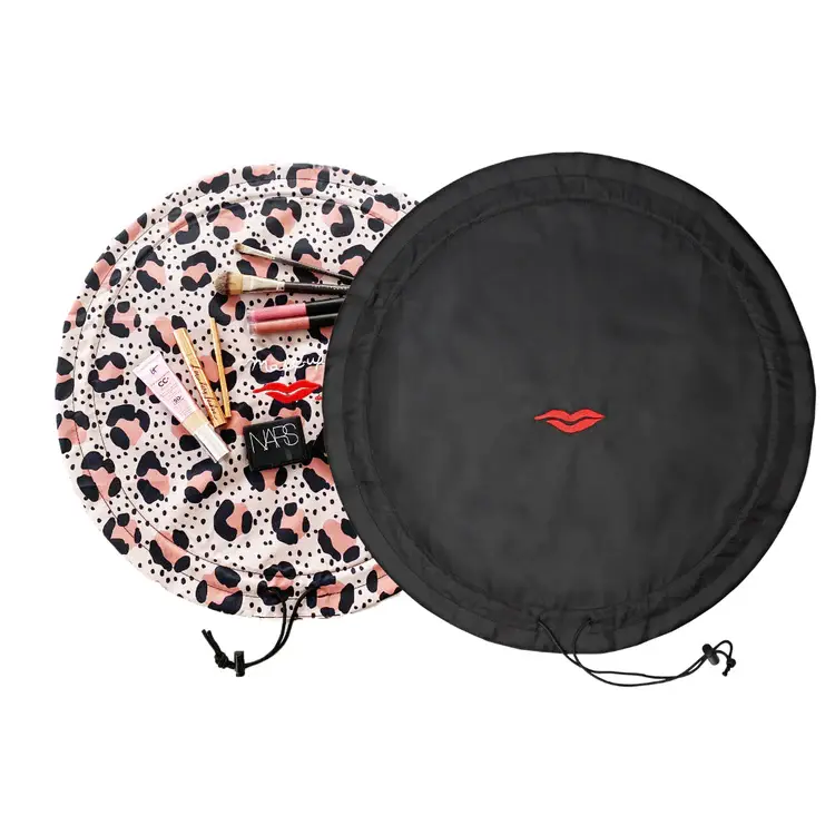 Thumbnail: Nude Pink Leopard Washable Lay Flat Makeup Bag