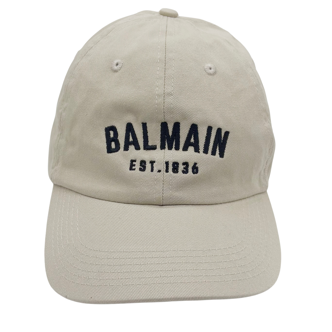 BALMAIN BASEBALL CAPS EST.1836, stone, tan, cotton