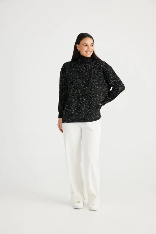 Brave+True, Brave and True, Croydon Knit, Black jumper, High neck collar, Cozy, Winter