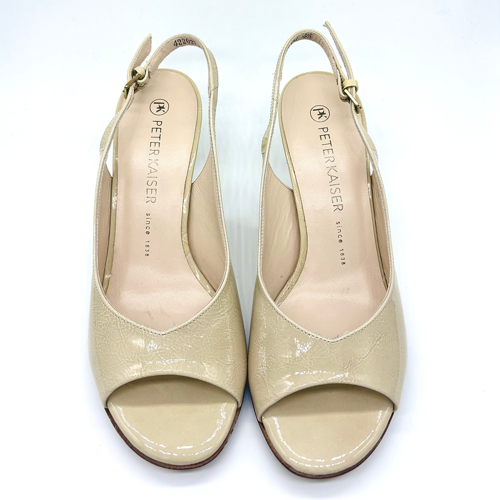 Thumbnail: Jeani Cream Sling Back Heel – Peter Kaiser (PK), patent, open toe, buckle, sling back