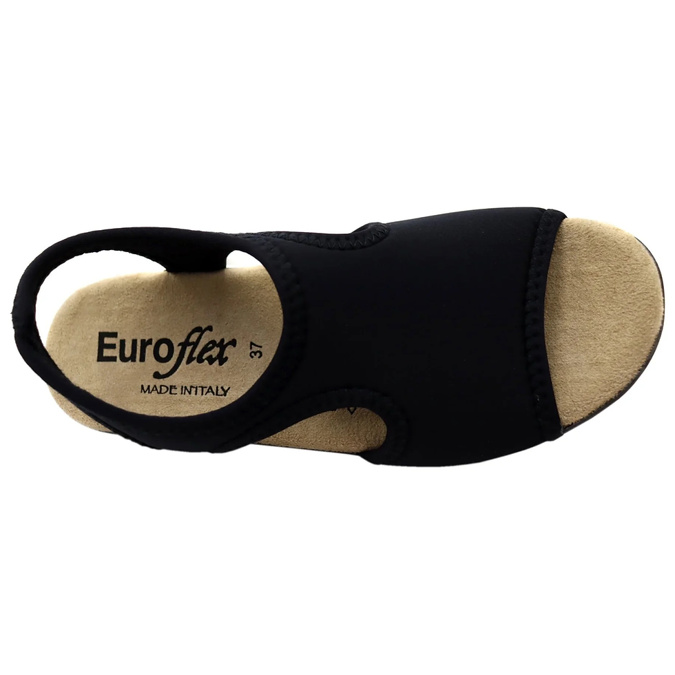 Thumbnail: Euroflex Sicily Black Stretch Sandal top view