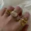 Thumbnail: Pearl Stone Gold Ring - Size 8, stainless steel 18K, sterling silver, gold plated