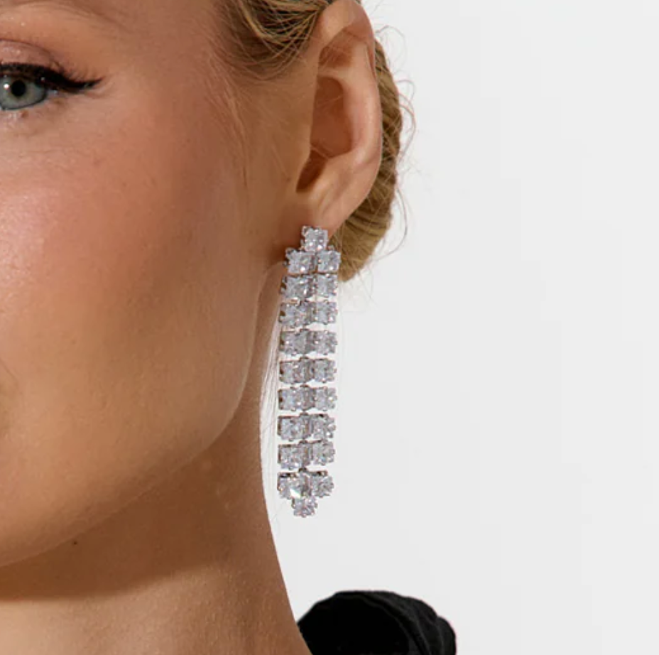 Dimante Gold Crystal Drop Earrings, bold, chunky, sparkle