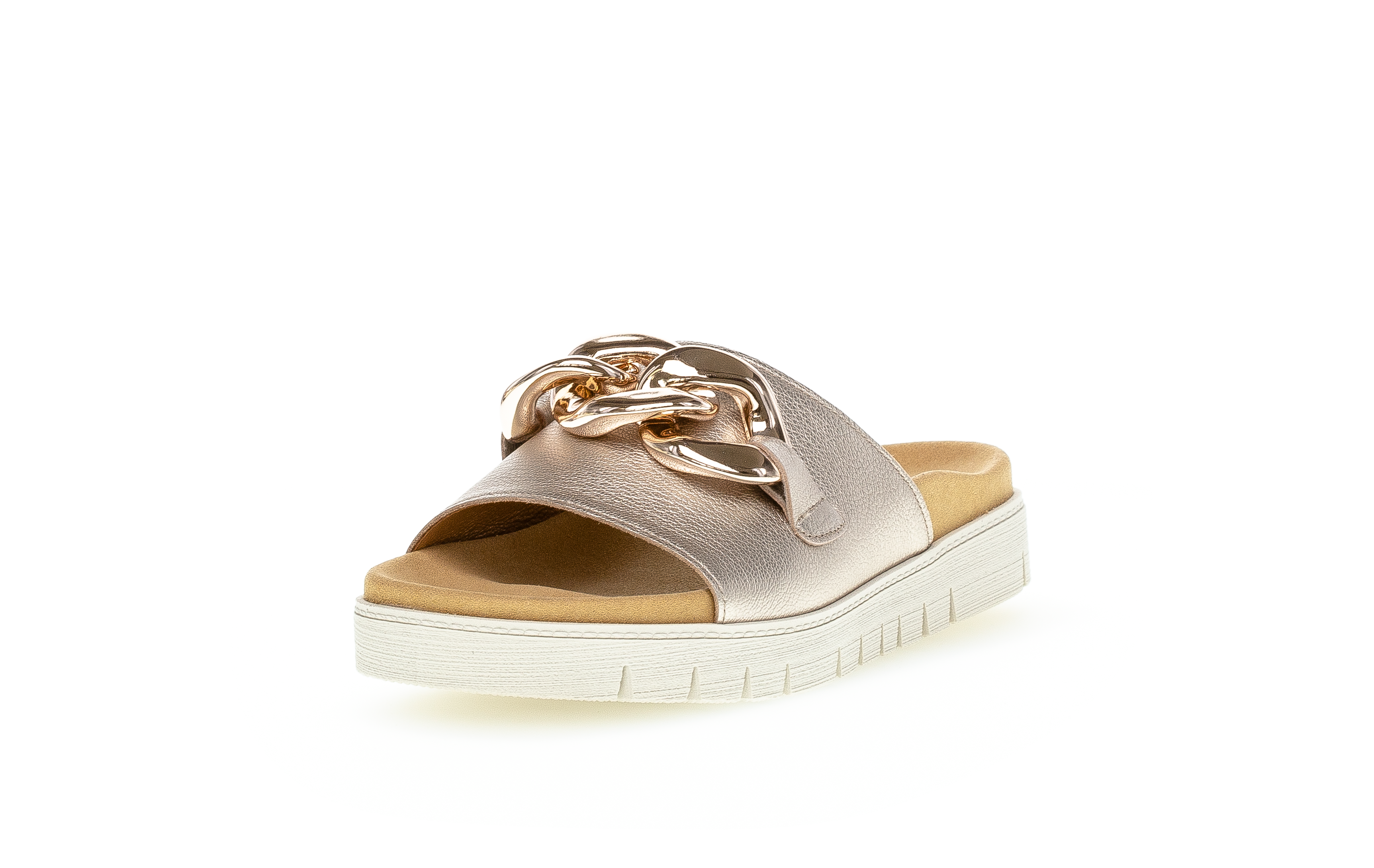 Gabor Soft Gold Slide, leather, wedge, arch support, comfort