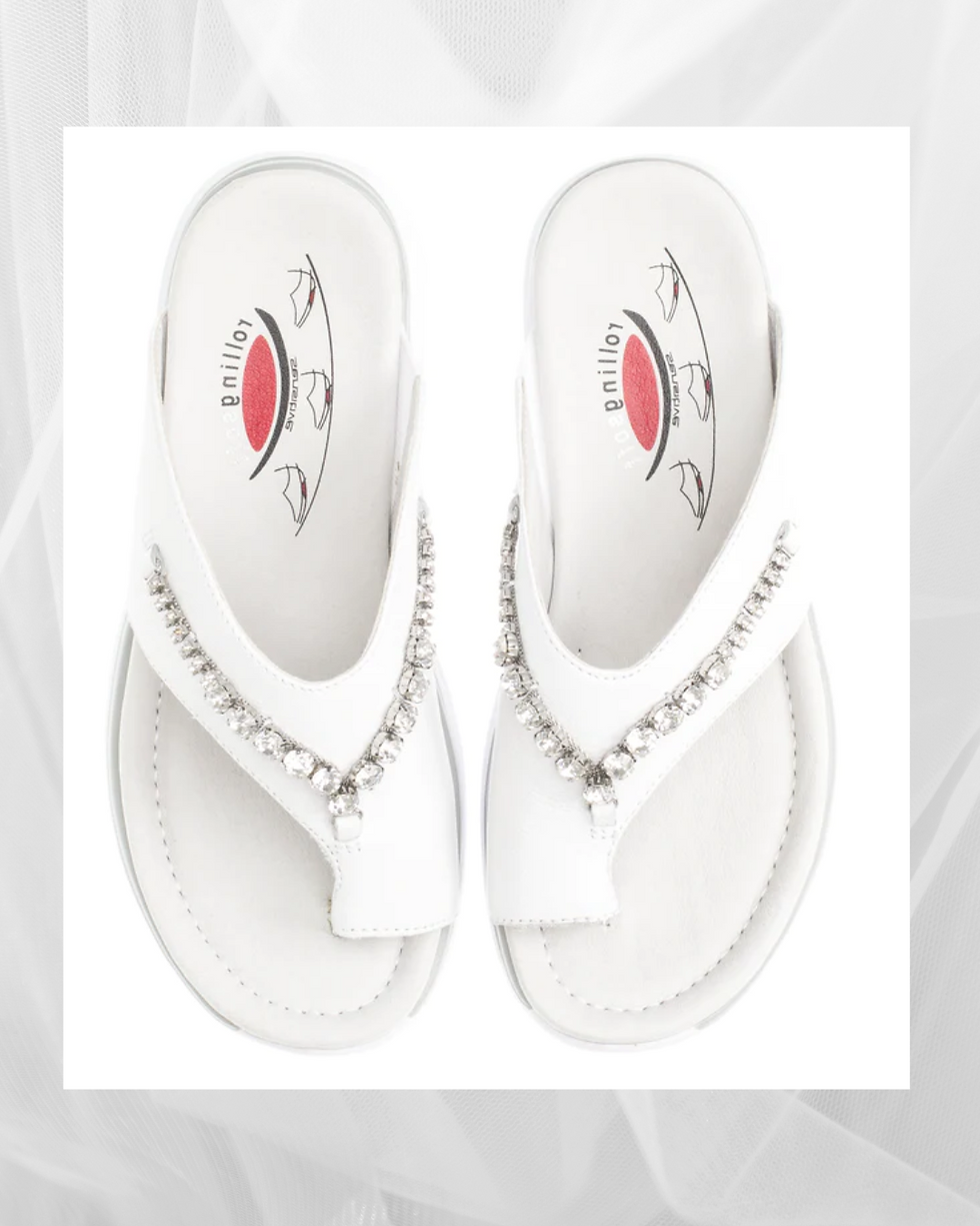 Thumbnail: Gabor Phoebe Slide, white, leather, support, ROLLING SOFT