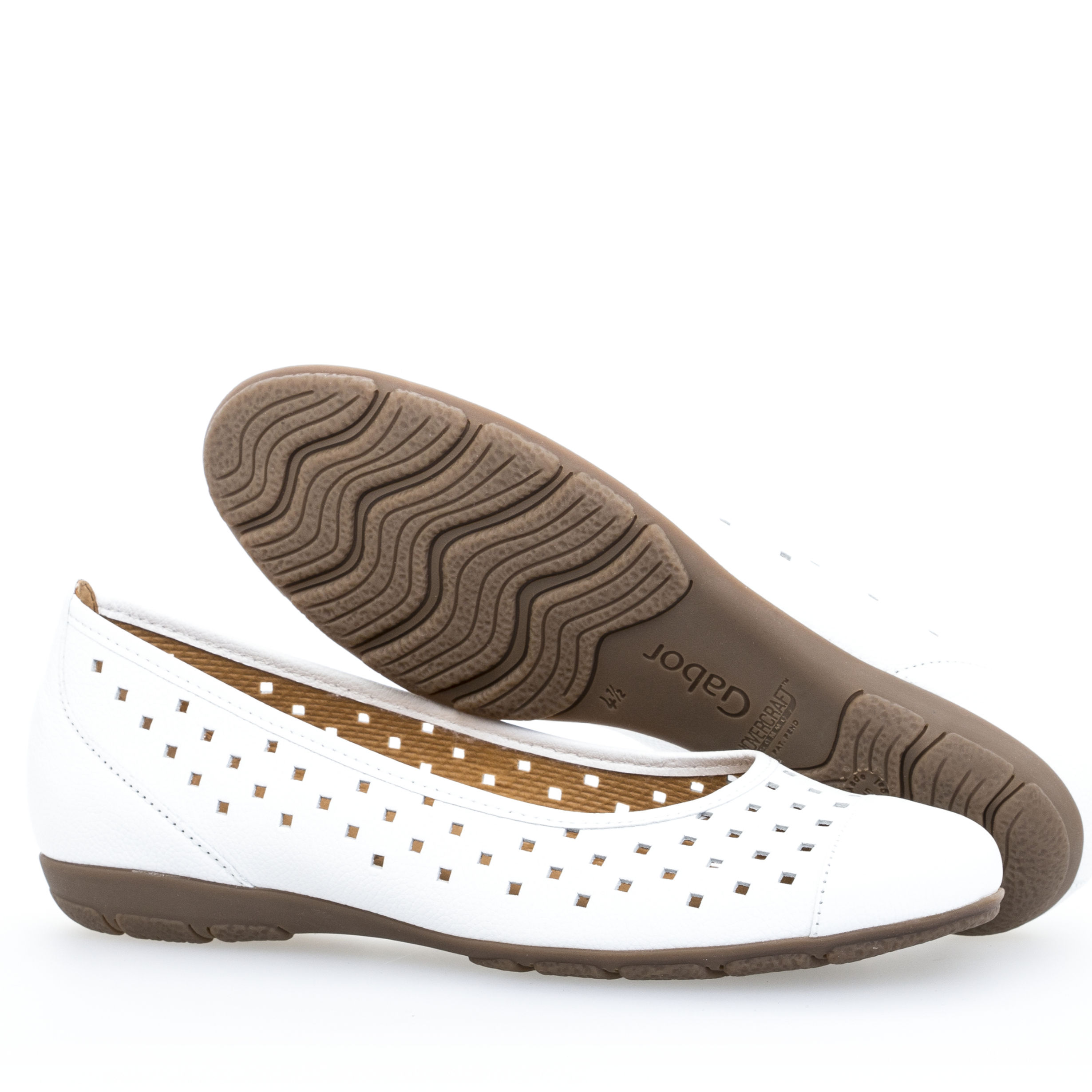 Gabor White Leather Ballet Flat, arch support, comfort