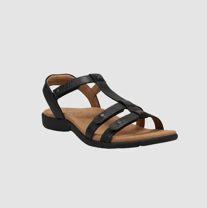 TAOS Trophy2 Black sandal - Size 37, arch support, velcro, leather