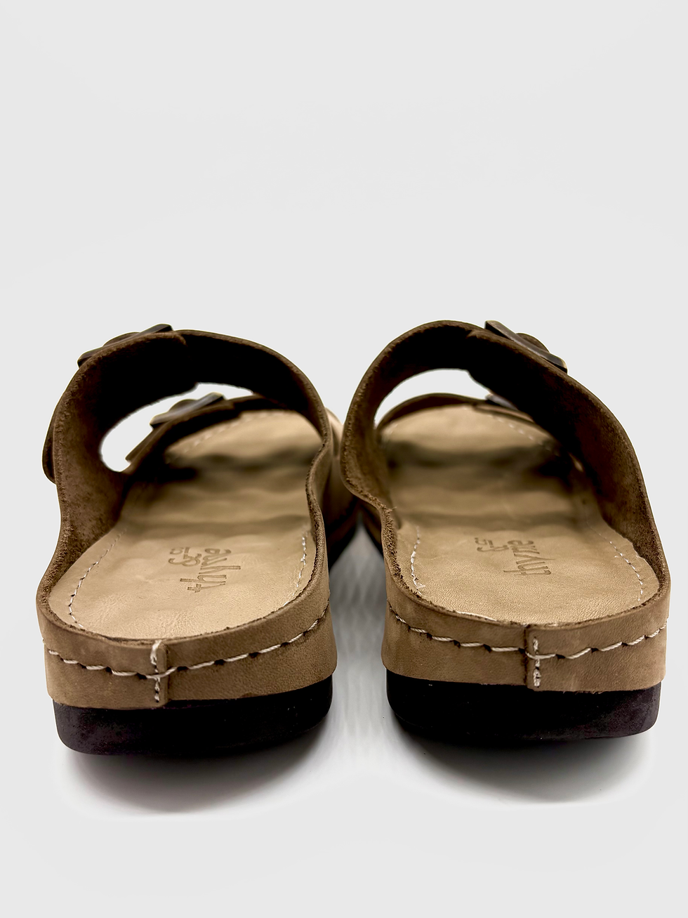Thumbnail: Thyme and Co Quick Nubuck Slide, leather, double strap, lightweight, cushioned footbed, comfort