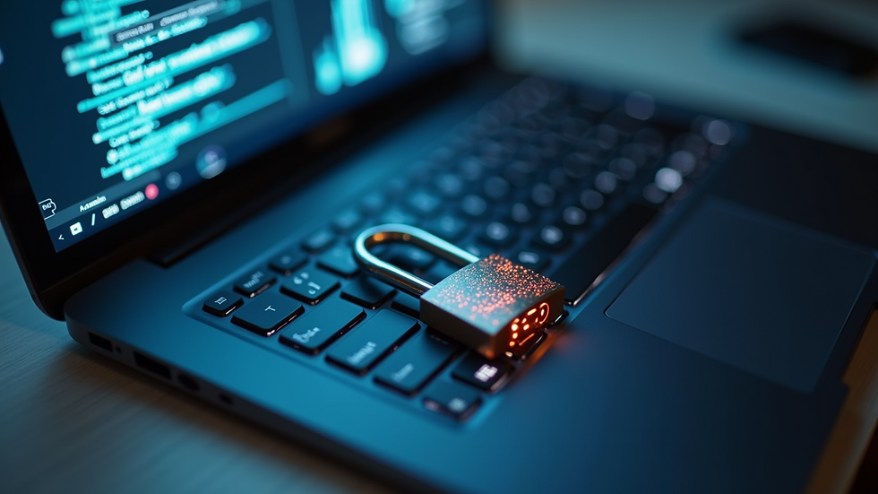 High angle view of a digital security lock on a laptop