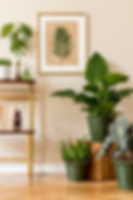 Stylish and retro space of home interior with gold mock up frame, vintage cupboard with ac
