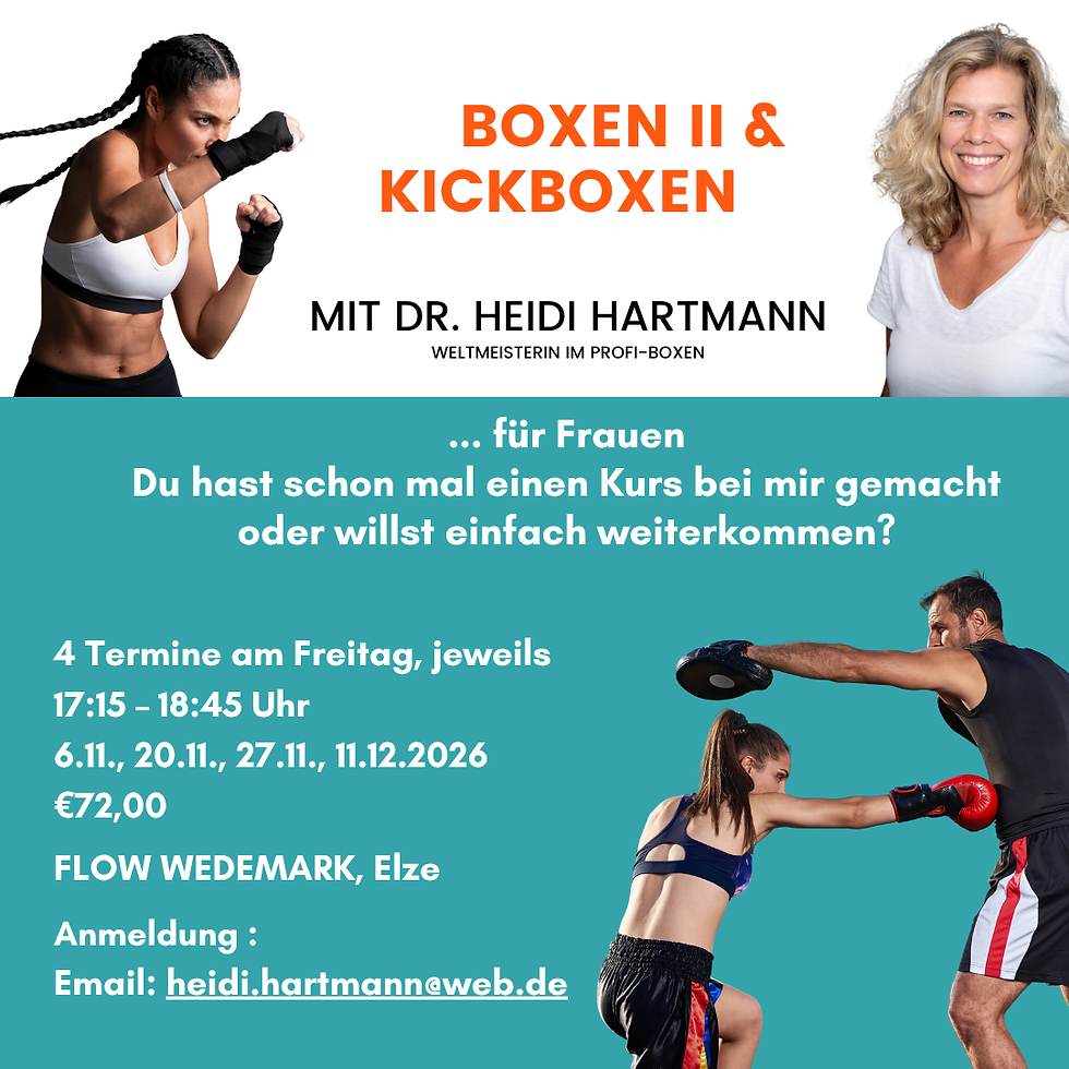 Neue Termine fürs Kickboxen mit Weltmeisterin Dr. Heidi Hartmann!