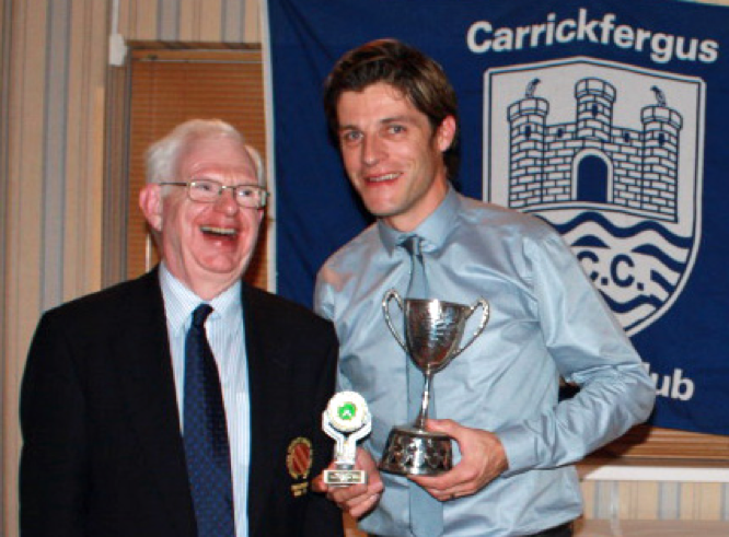 Murray Power presents Ryan Eagleson with his Cricketer of the Year Trophy
